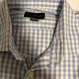 Scott Barber Light Blue Checkered Men's Casual Shirt